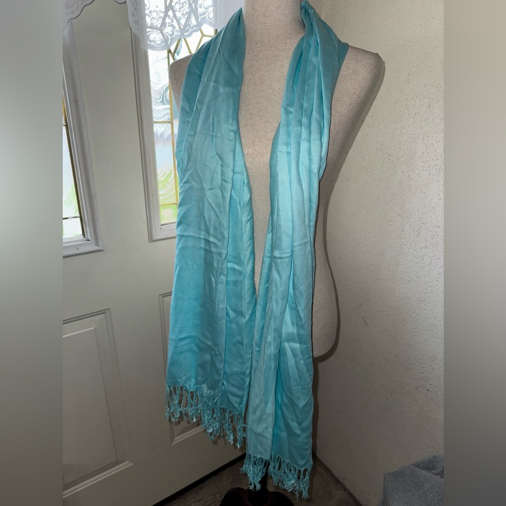Pashmina 100% Cashmere Blue Scarf
